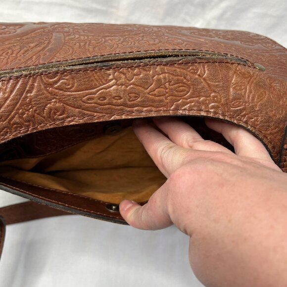 Patricia Nash Tooled Leather Crossbody Western Boho Saddle Bag - Picture 6 of 16
